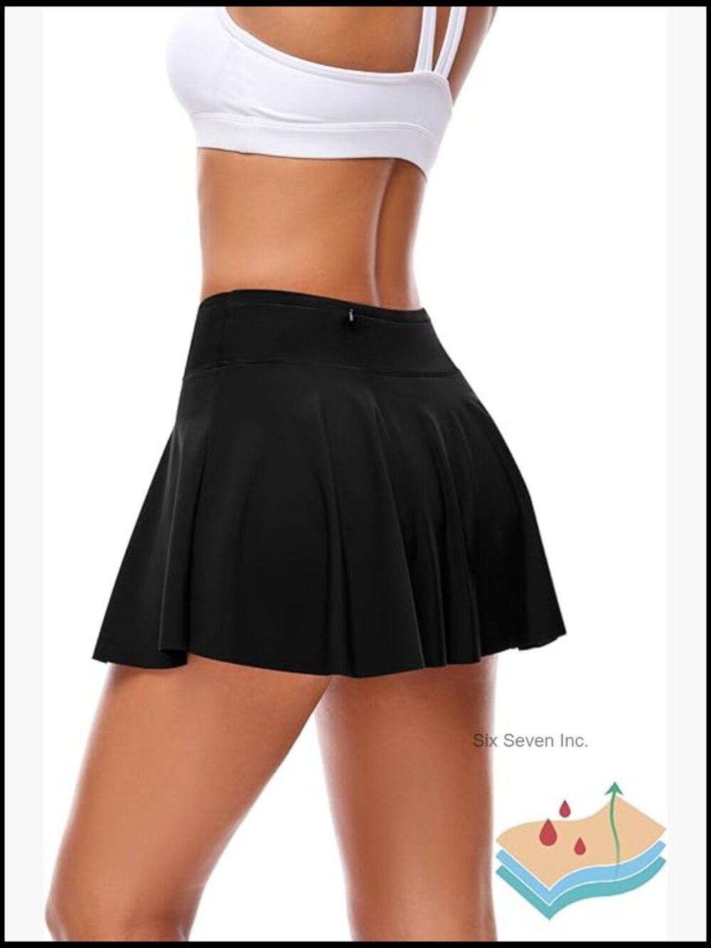 Period Swim Skirt with Leakproof Bikini Bottom and Zip Pocket